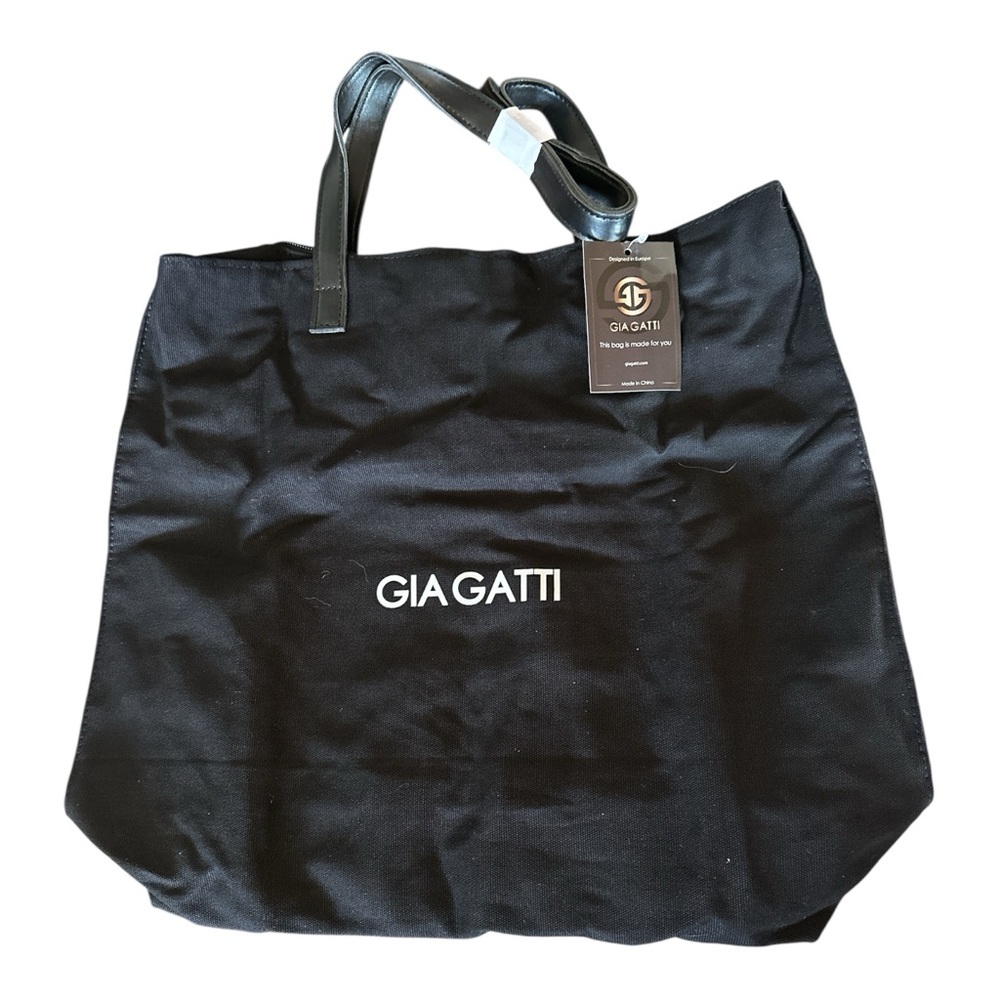 Gia Gatti Large Black Canvas Tote Bag NWT Weekender Travel Gym Shoulder Bag - Picture 2 of 11